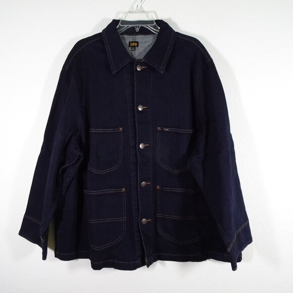 Lee Denim Jean Jacket Women's Plus Size 3X Blue Western Chore Coat Pockets - Picture 3 of 11